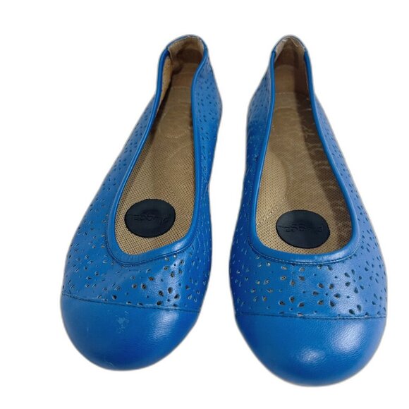Pluggz Grounding Shoes Earthing Shoes Blue Leather Laser Cut Ballet Flats Size 7 - Picture 3 of 9